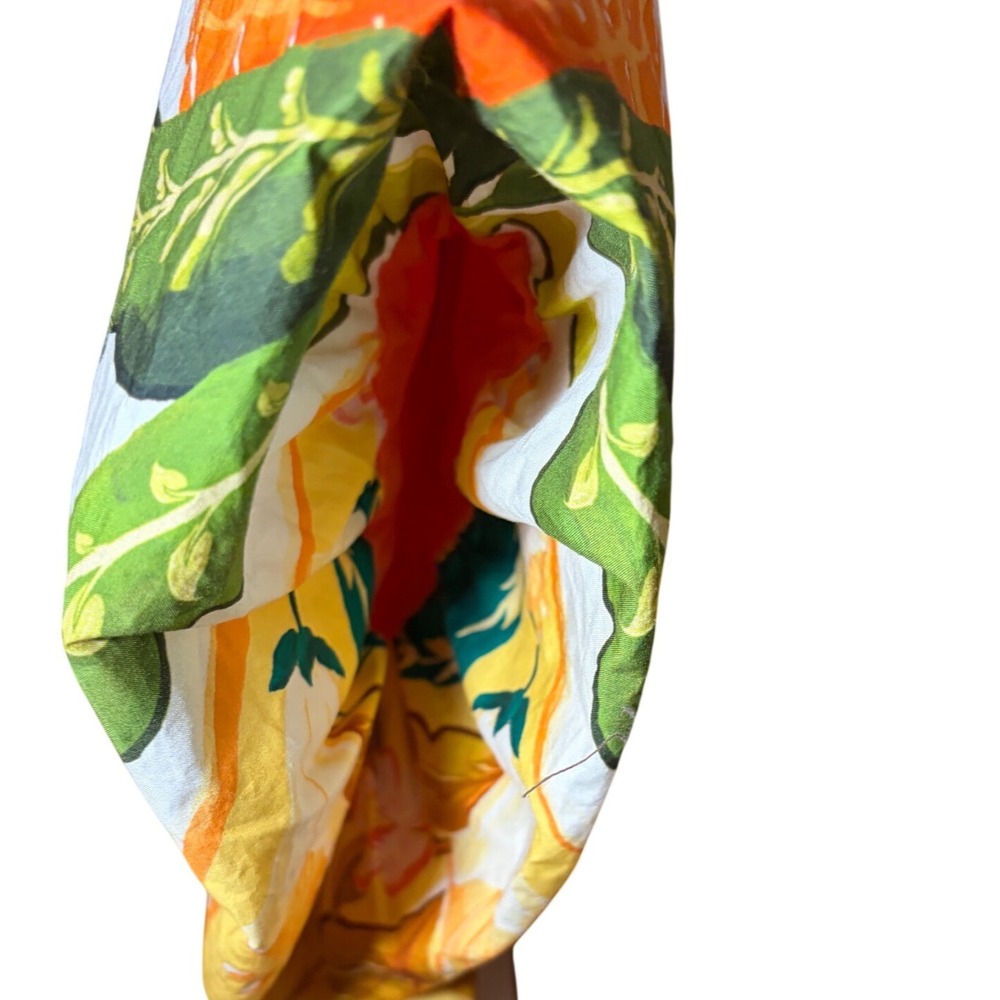 Farm Rio Talita Floral Puff Sleeve Mini Dress Orange Button Front XS NEW - Picture 11 of 14